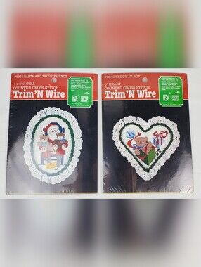 DMC VTG 1987 Counted Cross Stitch Kit Trim 'N Wire # 8931 and # 8940 - NOS